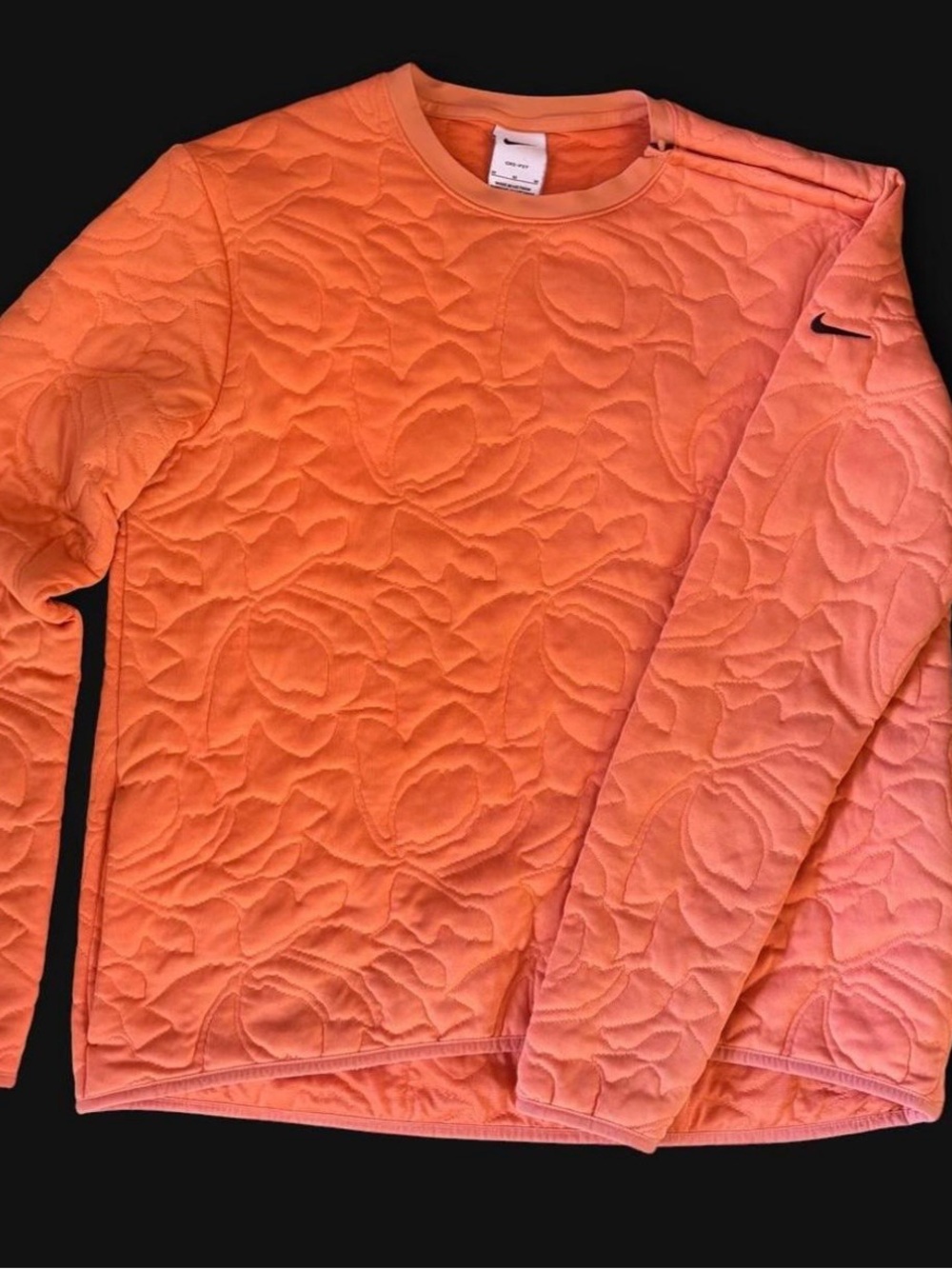 Nike Quilted Long-Sleeve Crew Neck - Coral Orange Size Medium
